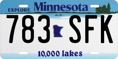 MN license plate 783SFK
