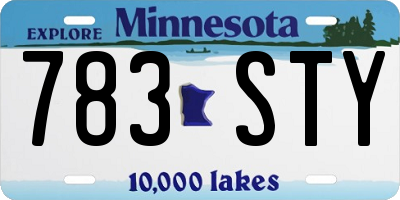 MN license plate 783STY