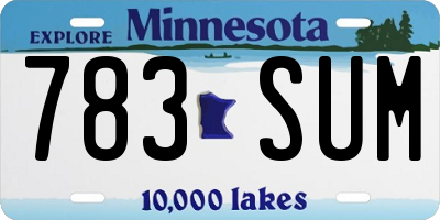 MN license plate 783SUM