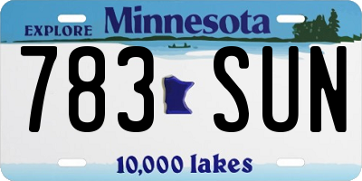 MN license plate 783SUN