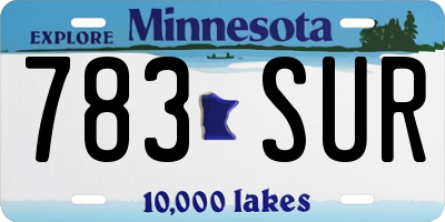 MN license plate 783SUR