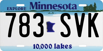 MN license plate 783SVK