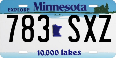 MN license plate 783SXZ