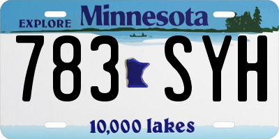 MN license plate 783SYH