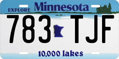 MN license plate 783TJF