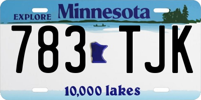 MN license plate 783TJK