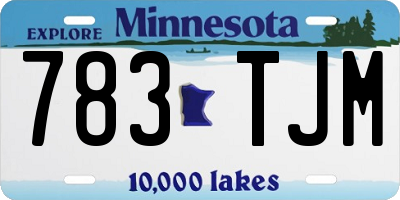 MN license plate 783TJM
