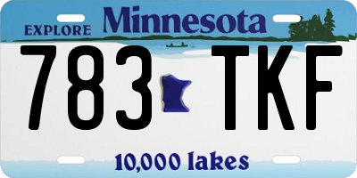 MN license plate 783TKF
