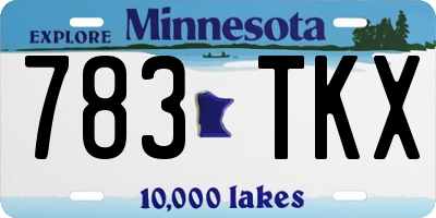 MN license plate 783TKX