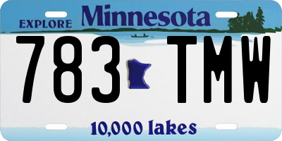 MN license plate 783TMW