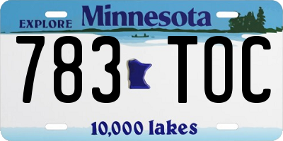 MN license plate 783TOC