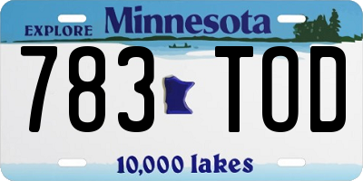 MN license plate 783TOD
