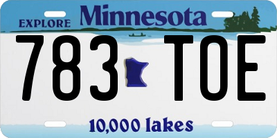 MN license plate 783TOE