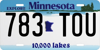 MN license plate 783TOU