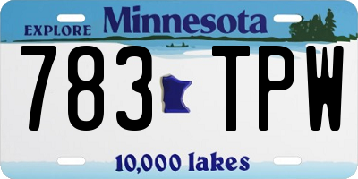 MN license plate 783TPW