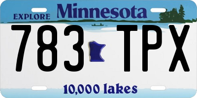 MN license plate 783TPX