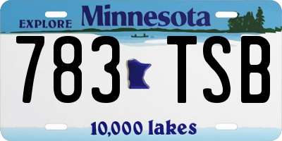 MN license plate 783TSB