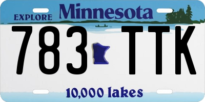 MN license plate 783TTK