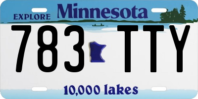 MN license plate 783TTY