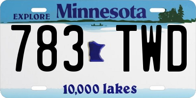 MN license plate 783TWD