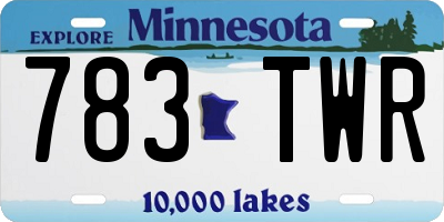 MN license plate 783TWR