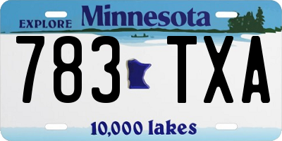 MN license plate 783TXA