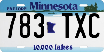 MN license plate 783TXC