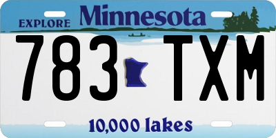 MN license plate 783TXM