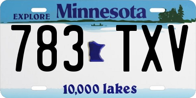 MN license plate 783TXV