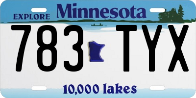 MN license plate 783TYX