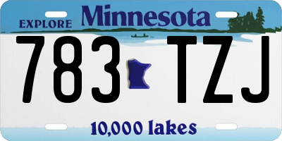 MN license plate 783TZJ