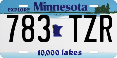 MN license plate 783TZR