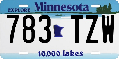 MN license plate 783TZW