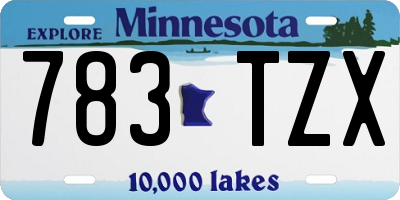 MN license plate 783TZX