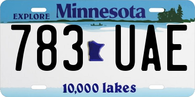 MN license plate 783UAE