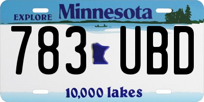 MN license plate 783UBD
