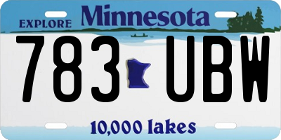 MN license plate 783UBW