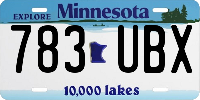 MN license plate 783UBX