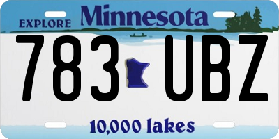 MN license plate 783UBZ