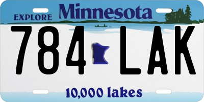 MN license plate 784LAK