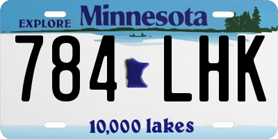 MN license plate 784LHK