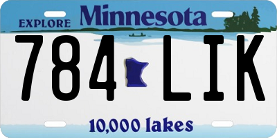 MN license plate 784LIK