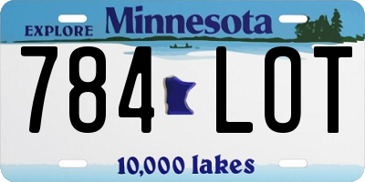 MN license plate 784LOT