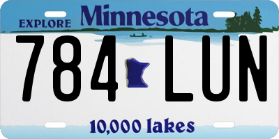 MN license plate 784LUN
