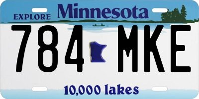MN license plate 784MKE