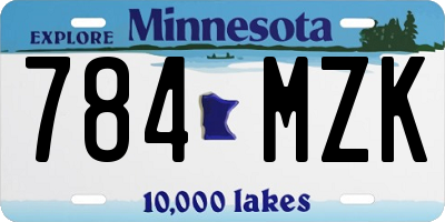 MN license plate 784MZK