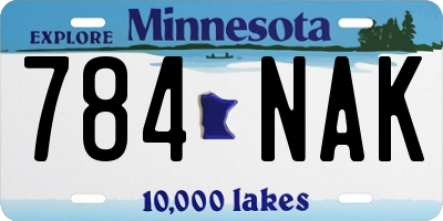 MN license plate 784NAK