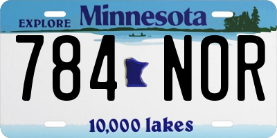 MN license plate 784NOR