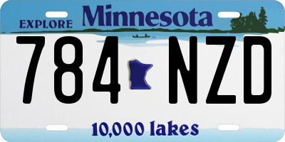 MN license plate 784NZD
