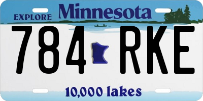 MN license plate 784RKE